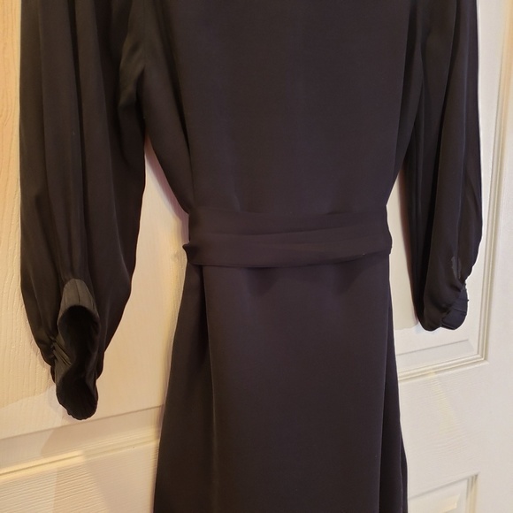 Tibi Black Silk Floral Print Belted Sheath Dress - Picture 3 of 3